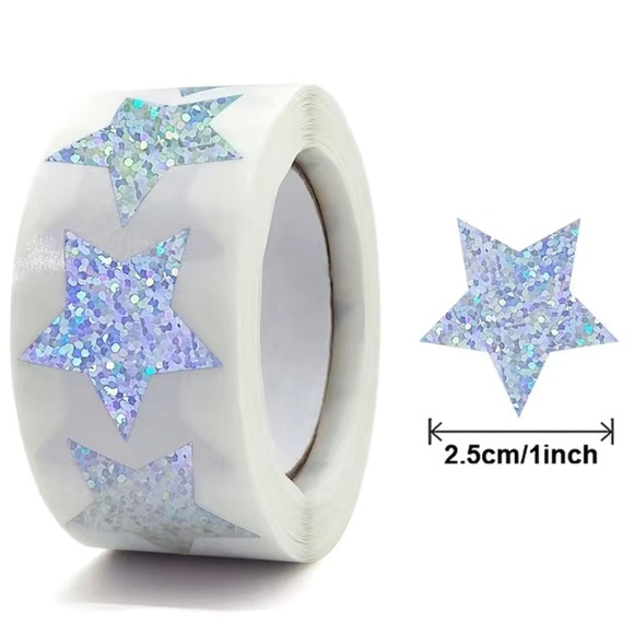 Reflective Silver Stars Stickers - Picture 1 of 4